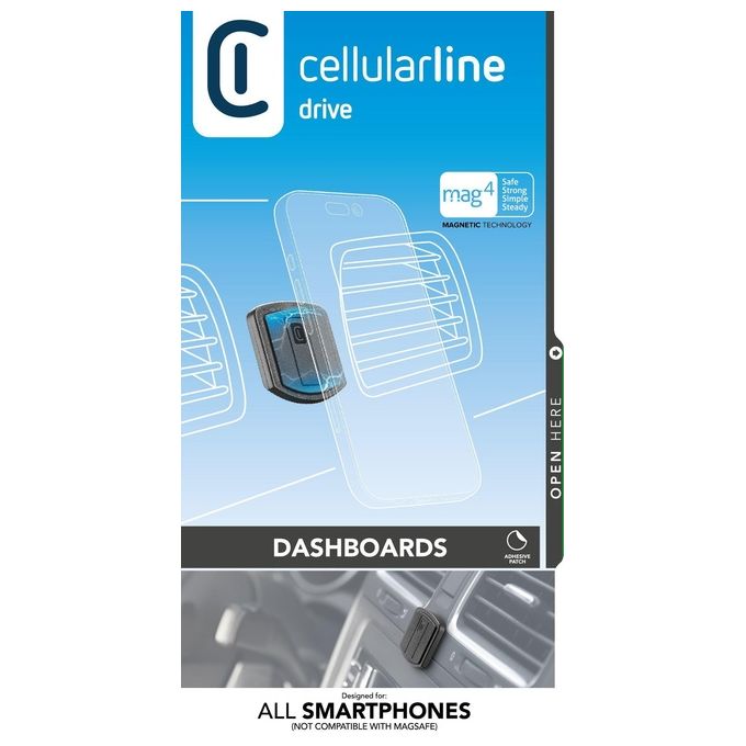 Cellular Line Touch Fix Universal Supporto smartphone da auto magnetico con fissaggio adesivo