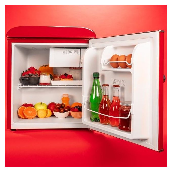 Cecotec 02405 Bolero CoolMarket TT Origin 45 Mini Frigorifero Retro' da Tavolo 45 L 55 cm Classe E 39 dB Icebox Maniglia Cromata colore Rosso