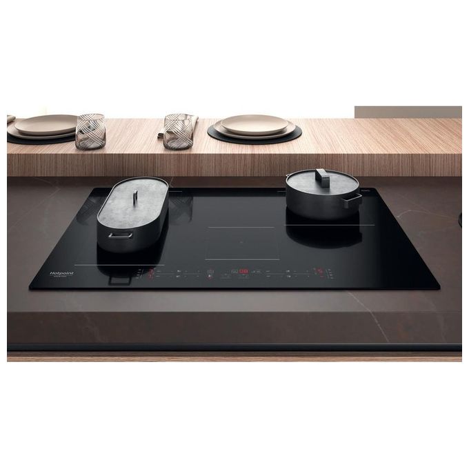 Hotpoint HB 0577B NE Piano cottura induzione 77 cm 4 zone Combi Duo Active Cook controlli touch colore Nero