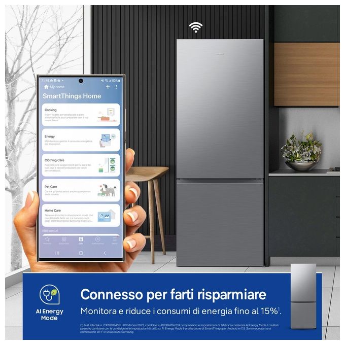 Samsung RB50DG602ES9 F1rst75 Frigorifero Combinato 508 L 192 cm Classe E 35 dB Total No Frost Wi-Fi SpaceMax colore Acciaio Inox