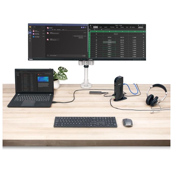 StarTech Docking station universale USB3.0 per laptop- -DVI HDMI video doppio con Ethernet audio