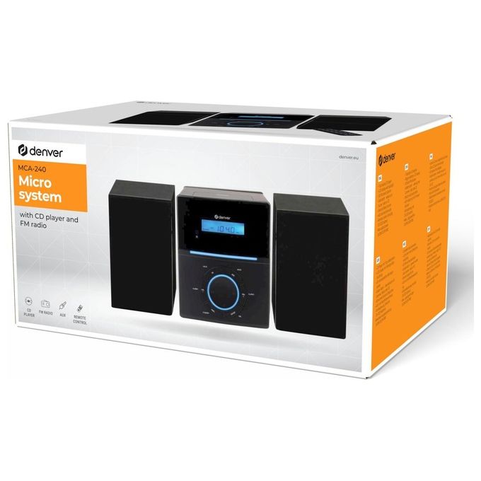Denver MCA-240 Microsistema Audio per la Casa Lettore CD Radio FM 40 W Display LCD Telecomando colore Nero
