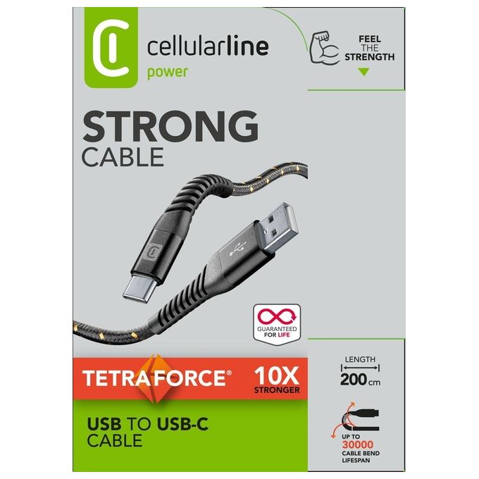 Cellular Line TETRACABTYC2MK Cavo Usb a Usb C Nero 2mt
