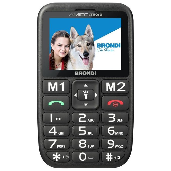 Brondi AMICO STILOSO NERO Telefono Cellulare Barra Dual SIM 2.4'' 1.3 MP Bluetooth Tasti Grandi Tasto SOS colore Nero