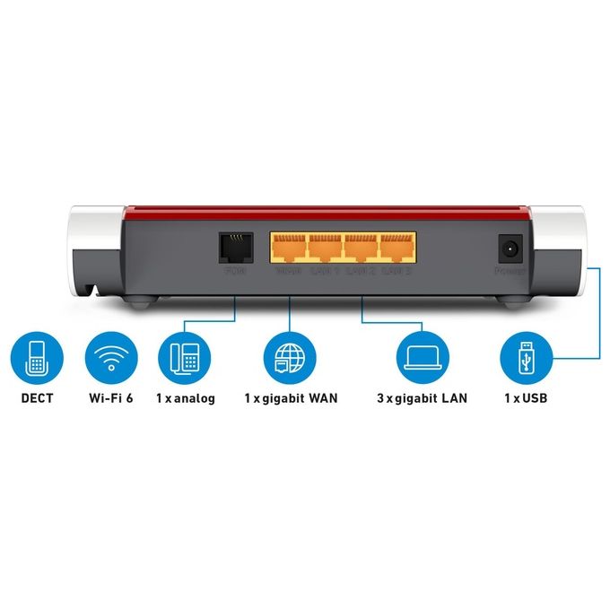 FRITZ! 20003067 Fritz!Box 4050 Router Wi-Fi 6 Dual Band 2.4 GHz 5 GHz fino a 3000 Mbit-s Mesh VPN VoIP DECT colore Bianco