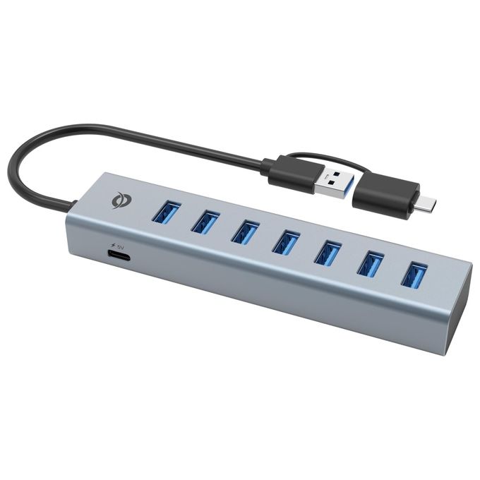 Conceptronic HUBBIES21GP Hub USB 3.2 Gen 1 Type-A 7 porte 5000 Mbit-s Plug and Play colore Grigio
