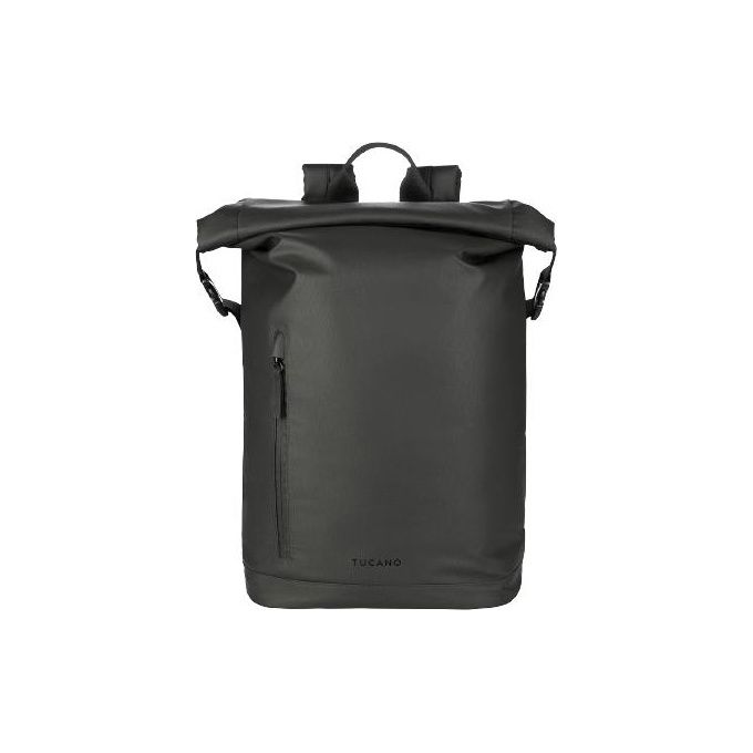Tucano BKROL15-BK Rollo Zaino Porta PC per Laptop 15.6'' e MacBook Pro 16'' con Chiusura Rolltop in Tessuto Riciclato Water Resistant Spallacci Regolabili colore Nero