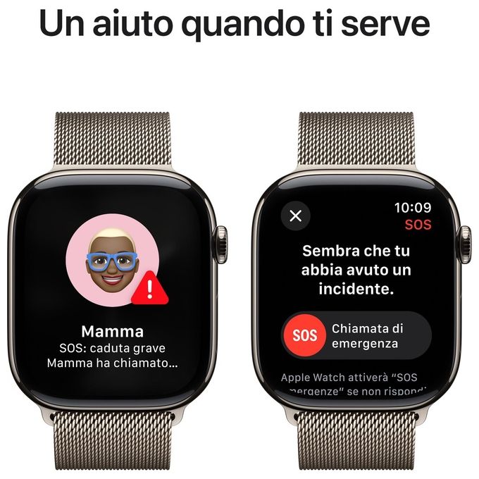 Apple MWYC3QL-A Apple Watch Series 10 Smartwatch GPS + Cellular Cassa 46 mm in Titanio Naturale con Cinturino Loop in Maglia Milanese M-L colore Titanio