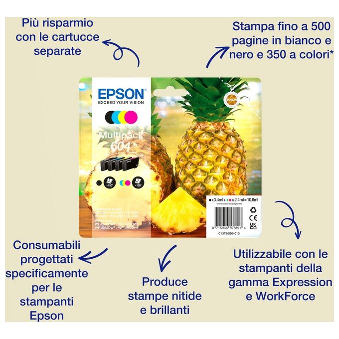 Epson 604XL Cartuccia D'Inchiostro Originale Resa Elevata Giallo