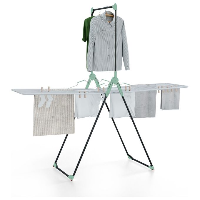 Colombo New Scal ST1000 Titano Stendibiancheria con Portabiti 30 m 15 Kg con Ruote Ripiegabile colore Alluminio