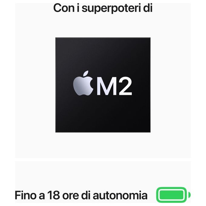 Apple MLY03T-A MacBook Air Notebook 13.6'' M2 8-core CPU 10-core GPU 8GB 512GB SSD macOS colore Argento
