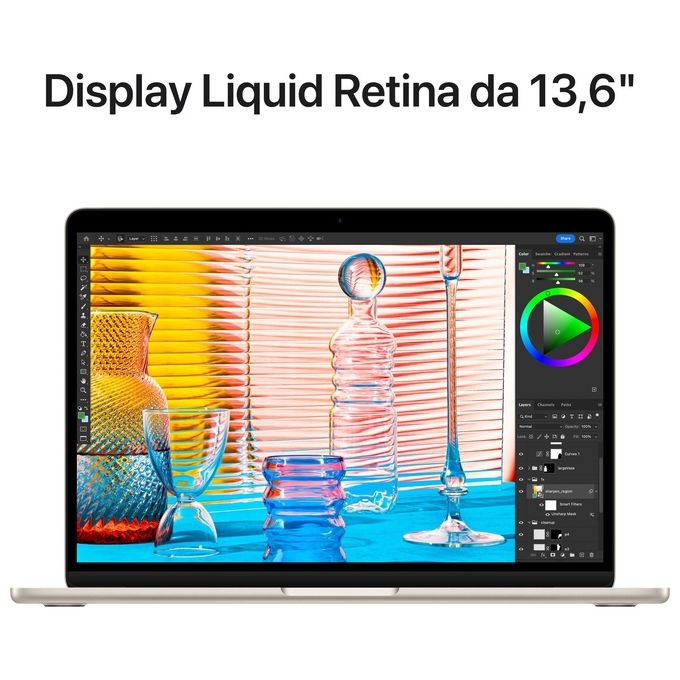 Apple MacBook Air 13'' Notebook M2 8 Core CPU 8 Core GPU 8 GB RAM 256 GB SSD colore Starlight