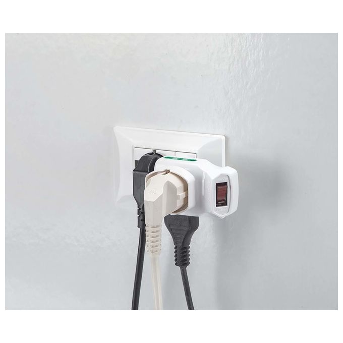 FME 87317 Adattatore Triplo Sicurezza 10AT Shuko Bianco