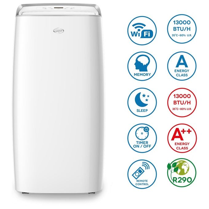 Argo MILO PLUS Condizionatore portatile 13000 BTU per ambienti fino a 45 m² Classe A Wi-Fi Pompa di calore colore Bianco
