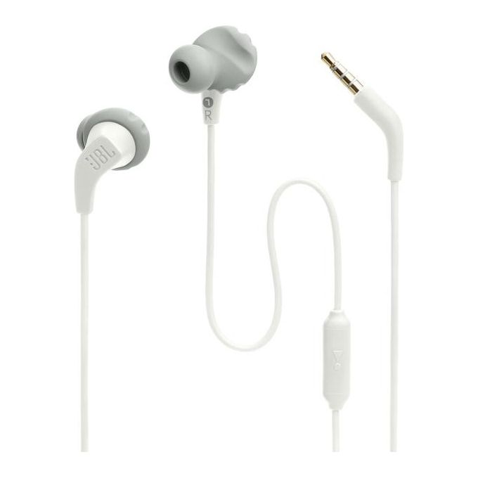 JBL JBLENDURRUN2WHT Endurance Run 2 Auricolari Sportivi In-Ear Cablati IPX5 Microfono In Linea FlipHook colore Bianco