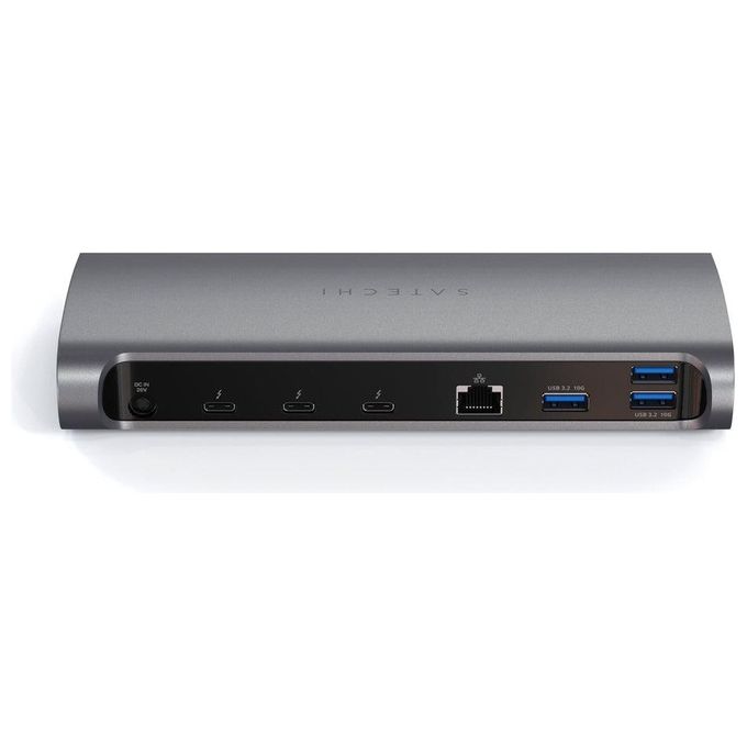 Satechi ST-UCT4DM Docking Station Thunderbolt 4 40Gbps 3x Thunderbolt 4 3x USB-A 3.2 Ethernet Gigabit SD UHS-II 96W colore Grigio Spaziale