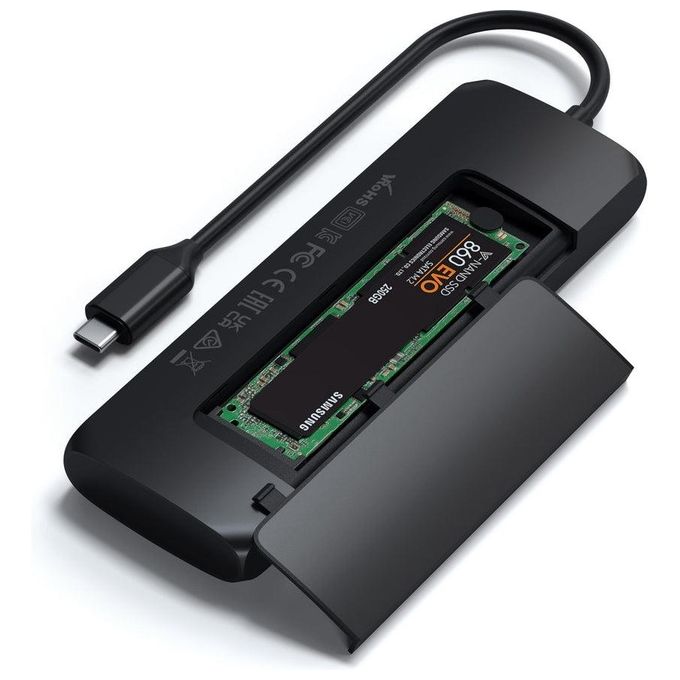 Satechi ST-UCHSEK Hub USB-C Multiporta con Alloggiamento SSD SATA M.2 HDMI 4K 60Hz 2x USB-A 3.2 Gen2 Power Delivery 100W colore Nero