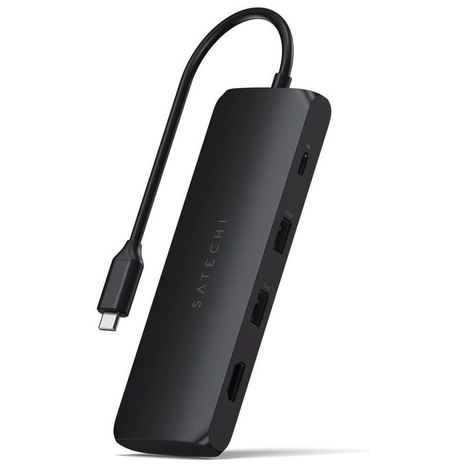 Satechi ST-UCHSEK Hub USB-C Multiporta con Alloggiamento SSD SATA M.2 HDMI 4K 60Hz 2x USB-A 3.2 Gen2 Power Delivery 100W colore Nero