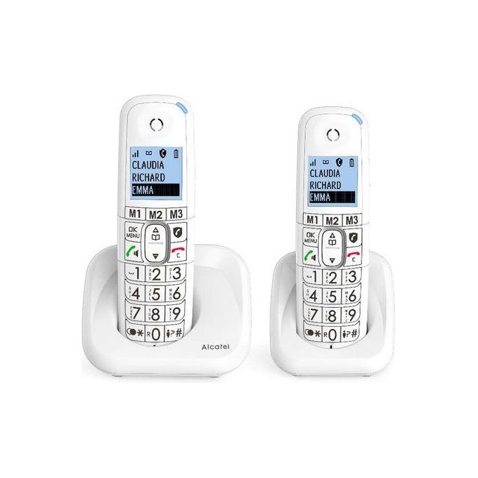 Alcatel XL785 DUO Telefono Cordless DECT 2 Terminali Vivavoce Blocco Chiamate Rubrica 100 Contatti 50 m colore Bianco