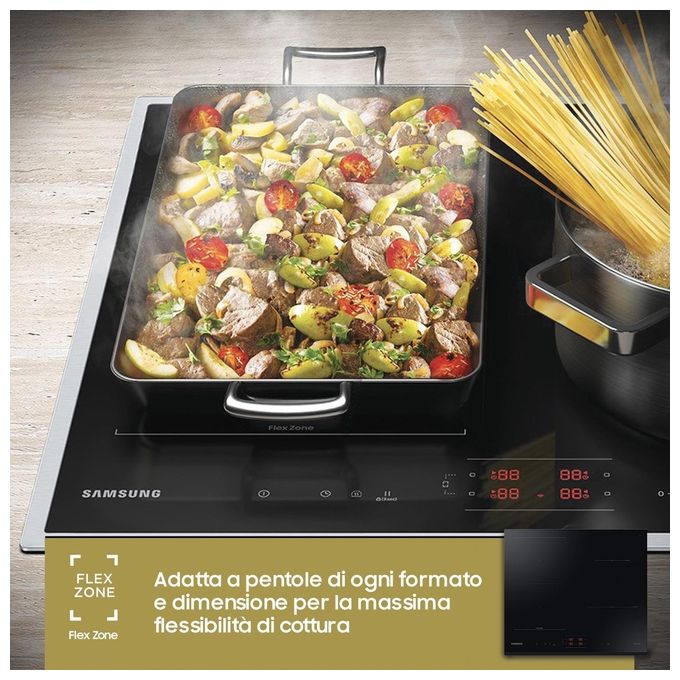 Samsung NZ64B5045GK Piano cottura a induzione 60cm 4 zone Flex Zone Slim Fit Wi-Fi colore Nero