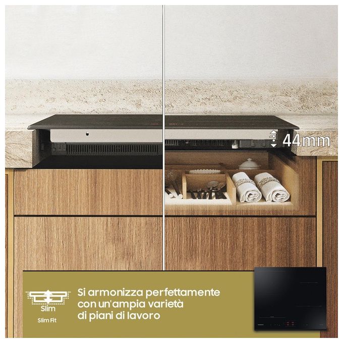 Samsung NZ64B5045GK Piano cottura a induzione 60cm 4 zone Flex Zone Slim Fit Wi-Fi colore Nero
