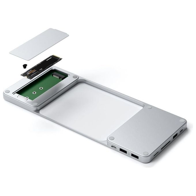 Satechi ST-UCISDS Hub USB-C Slim Dock per iMac 24'' Slot SSD M.2 NVMe SATA Lettore SD MicroSD colore Argento