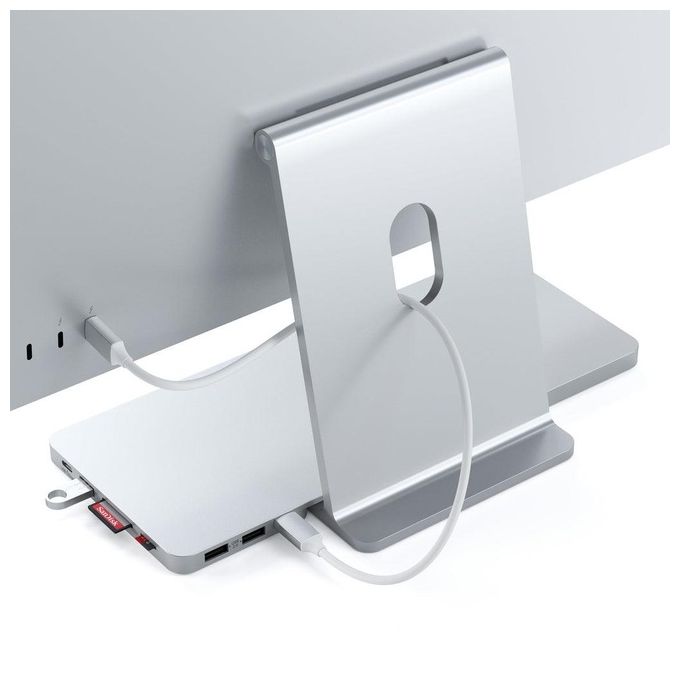 Satechi ST-UCISDS Hub USB-C Slim Dock per iMac 24'' Slot SSD M.2 NVMe SATA Lettore SD MicroSD colore Argento