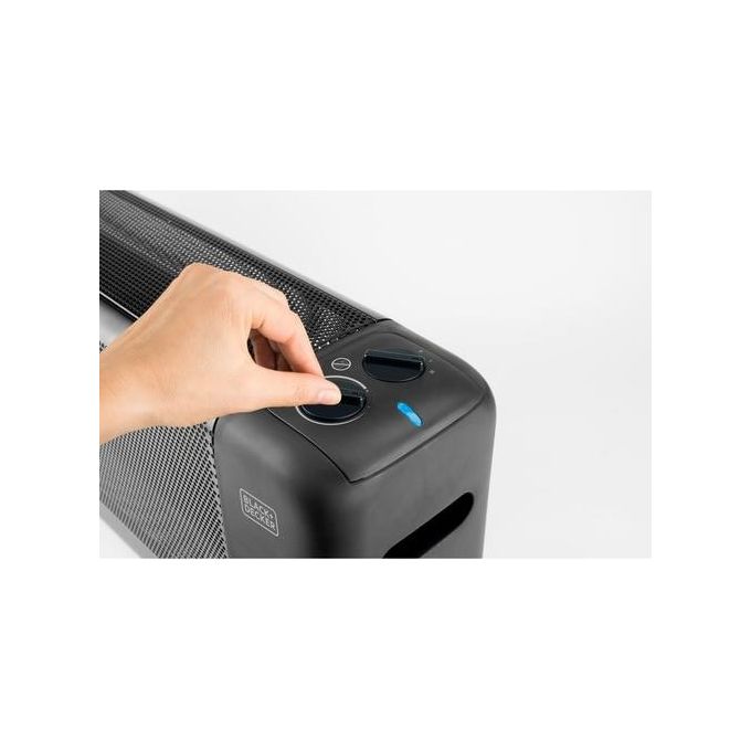 BLACK+DECKER ES9350080B Radiatore di Mica 1500 W 2 Livelli di Potenza Termostato Regolabile Protezione Surriscaldamento Maniglia Integrata colore Nero