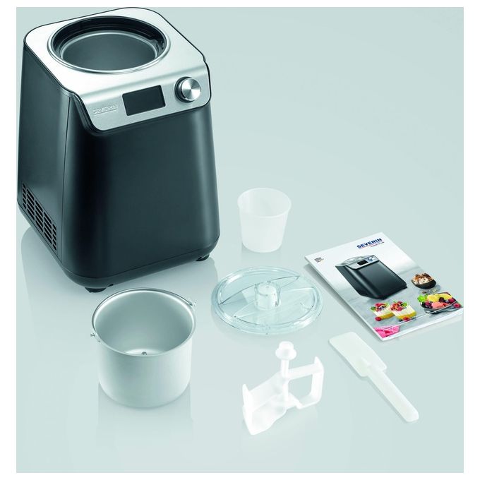 Severin EZ 7407 Gelatiera Compressore 2in1 1,2 L 135 W con Display LED Timer Digitale e Funzione Keep-Cool colore Nero Acciaio Inox