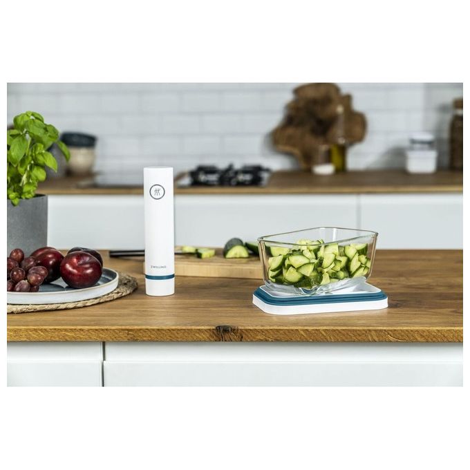 ZWILLING 36815-014-0 Macchina per sottovuoto Sigillatura sottovuoto 1 pompa Alimentazione 110 - 240 V Contenitore in vetro 5 sacchetti inclusi Cavo USB colore Blu