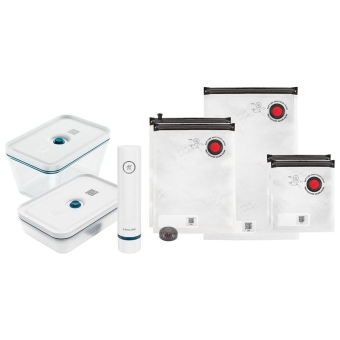 ZWILLING 36815-014-0 Macchina per sottovuoto Sigillatura sottovuoto 1 pompa Alimentazione 110 - 240 V Contenitore in vetro 5 sacchetti inclusi Cavo USB colore Blu