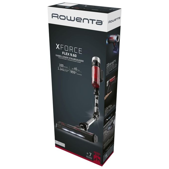 Rowenta RH2077WO X-Force Flex 9.60 Aspirapolvere Senza Filo Ciclonico 0.4 L 100 W 45 min 83 dB colore Nero Rosso
