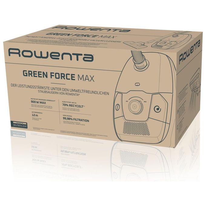 Rowenta RO4931EA Green Force Max Aspirapolvere a Traino con Sacco 4.5 L 900 W 75 dB colore Nero