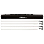 Nanlite PTT87X4KIT PavoTube T8-7X Kit da 4 Luci LED RGBWW Dimmerabili CRI 96 Temperatura Colore Variabile da 2700 K a 7500 K con Effetti FX Controllo App Bluetooth e DMX Custodia Inclusa colore Bianco Nero