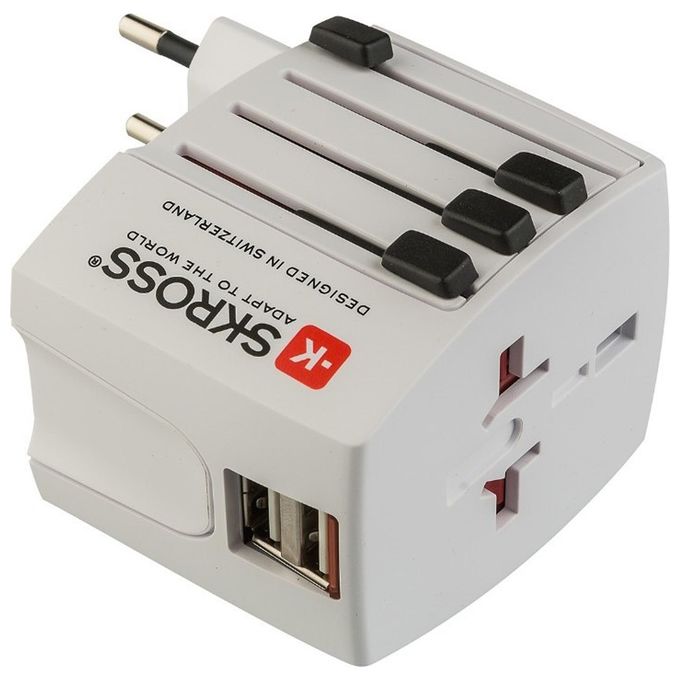 Polypool Adattatore Universale da Viaggio Compatto 10a 230v , con 2 Prese usb