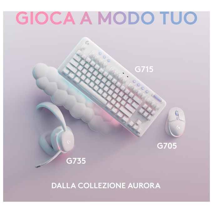 Logitech G 981-001083 G735 Cuffie da Gaming Wireless LIGHTSPEED Bluetooth Microfono Rimovibile 40 mm RGB LIGHTSYNC 273 g colore Bianco