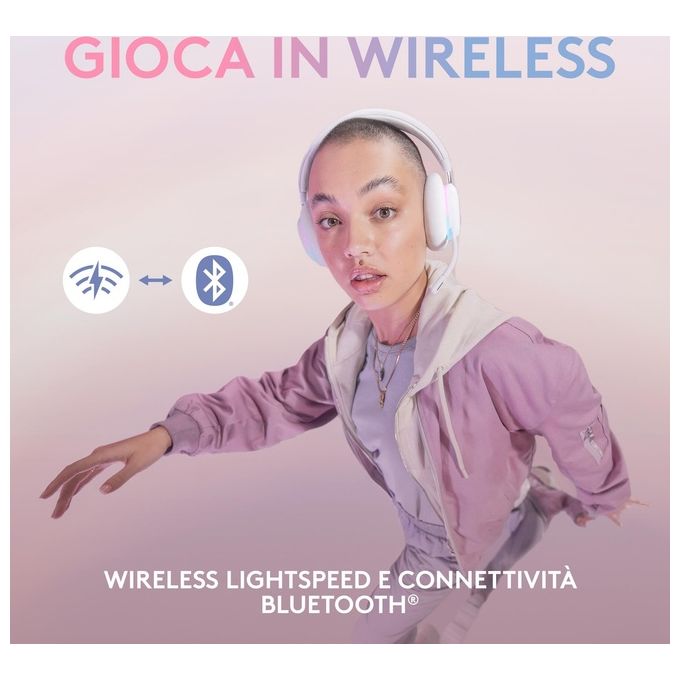 Logitech G 981-001083 G735 Cuffie da Gaming Wireless LIGHTSPEED Bluetooth Microfono Rimovibile 40 mm RGB LIGHTSYNC 273 g colore Bianco