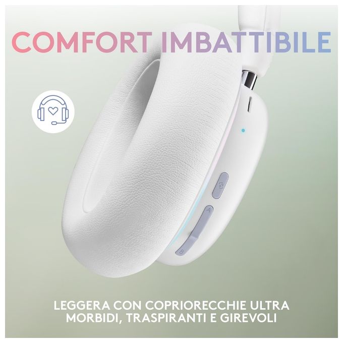 Logitech G 981-001083 G735 Cuffie da Gaming Wireless LIGHTSPEED Bluetooth Microfono Rimovibile 40 mm RGB LIGHTSYNC 273 g colore Bianco