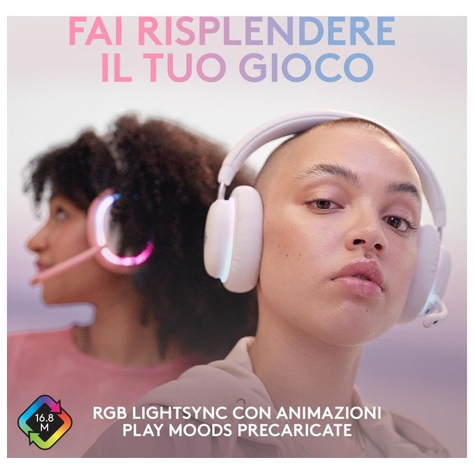 Logitech G 981-001083 G735 Cuffie da Gaming Wireless LIGHTSPEED Bluetooth Microfono Rimovibile 40 mm RGB LIGHTSYNC 273 g colore Bianco