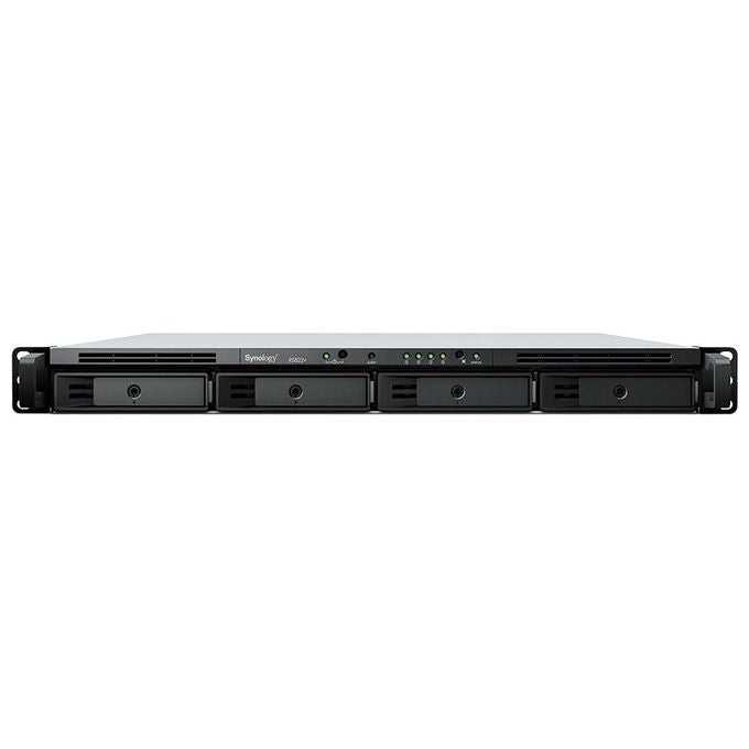 Synology RS822+ RackStation Server NAS 4 Bay Rack 1U AMD Ryzen V1500B 2GB DDR4 espandibile 32GB 4 porte Gigabit colore Grigio