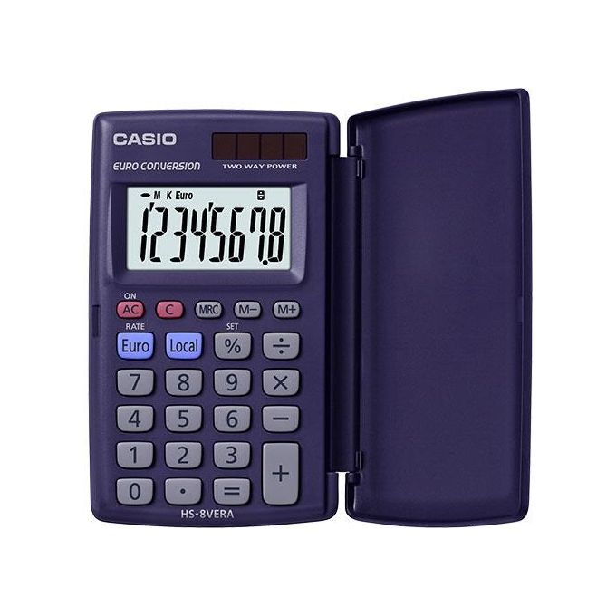 Casio HS-8VER Calcolatrice Tascabile Display a 8 Cifre con Euroconvertitore