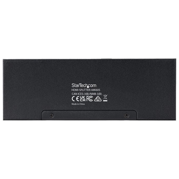 StarTech HDMI-SPLITTER-44K60S Splitter HDMI 4 Porte 4K 60Hz HDMI 2.0b Scaler Integrato Audio 7.1 3.5mm Ottico HDR colore Nero