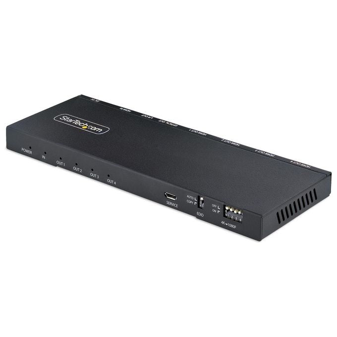 StarTech HDMI-SPLITTER-44K60S Splitter HDMI 4 Porte 4K 60Hz HDMI 2.0b Scaler Integrato Audio 7.1 3.5mm Ottico HDR colore Nero
