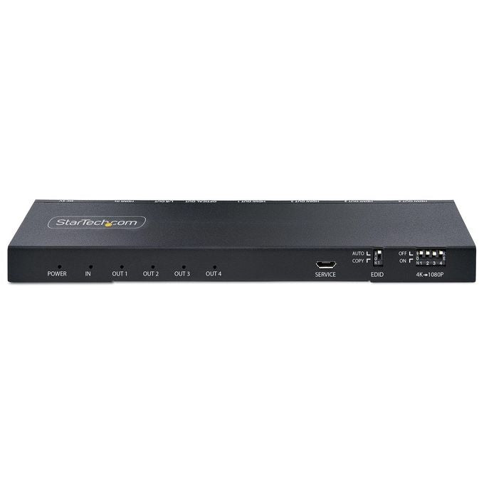 StarTech HDMI-SPLITTER-44K60S Splitter HDMI 4 Porte 4K 60Hz HDMI 2.0b Scaler Integrato Audio 7.1 3.5mm Ottico HDR colore Nero