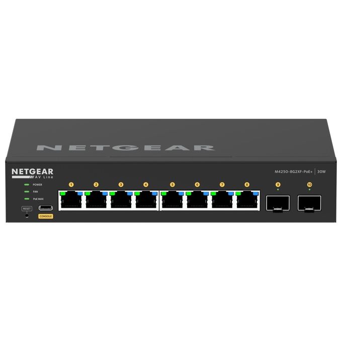 NETGEAR GSM4210PX-100EUS Switch Gestito L2-L3 8 Porte Gigabit Ethernet PoE+ 220W 2 Porte SFP+ colore Nero