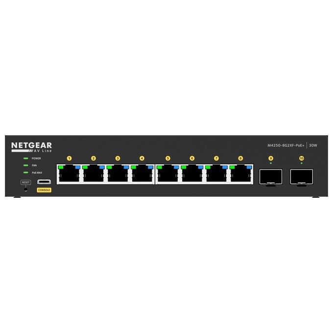 NETGEAR GSM4210PX-100EUS Switch Gestito L2-L3 8 Porte Gigabit Ethernet PoE+ 220W 2 Porte SFP+ colore Nero
