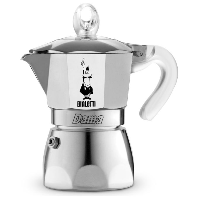 Bialetti 0002271 Dama Pure Ice Caffettiera Moka 1 tazza 0,075 L con Coperchio Trasparente e Valvola di Sicurezza colore Metallico