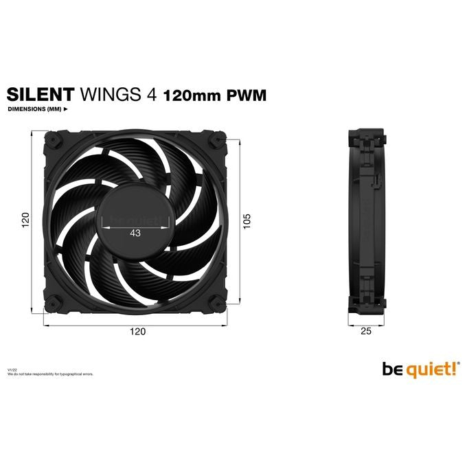Be Quiet! Silent Wings 4 120mm Pwm Case per Computer Ventilatore 12cm Nero