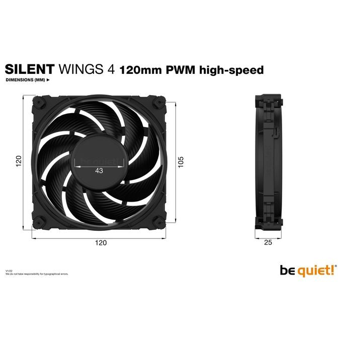 Be Quiet! Silent Wings 4 120mm Pwm Case per Computer Ventilatore 12cm Nero