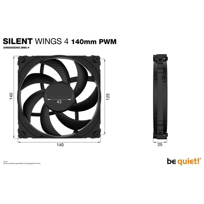 Be Quiet! Silent Wings 4 140mm Pwm Case per Computer Ventilatore 14cm Nero 1 Pz